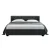 Artiss Vila Queen Bed Frame - Charcoal Faux Linen, Gas Lift Storage, Tufted Headboard, Steel Frame, Wooden Slats