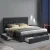 Artiss Avio King Size Bed Frame with 4 Storage Drawers, Charcoal Faux Linen, Tufted Headboard, Steel Frame