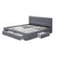 Artiss Avio Bed Frame King Size Grey with 4 Storage Drawers, Tufted Headboard, Linen Fabric, Steel Frame, 216cm