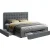 Artiss Avio Bed Frame King Size Grey with 4 Storage Drawers, Tufted Headboard, Linen Fabric, Steel Frame, 216cm