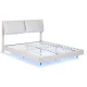 Artiss Double Bed Frame Beige White RGB LED, Floating Design, Adjustable Headboard, PU Leather, 300kg Capacity