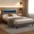 Artiss King Single Bed Frame with LED Lights, Storage Headboard, Hidden Box, Grey Faux Linen, Timber Steel Base
