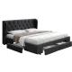 Artiss Mila King Size Bed Frame Charcoal - Faux Linen, 4 Storage Drawers, Tufted Headboard, Sturdy Steel & Wood Design
