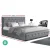 Artiss Tiyo Double Size Gas Lift Bed Frame in Grey - Premium Faux Linen, Storage Function, Scandinavian Tufted Headboard