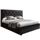 Artiss Tiyo Double Size Gas Lift Bed Frame, Black - PVC Leather, Storage, Scandinavian Tufted Headboard, 300kg Capacity
