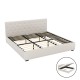 Artiss Vila King Size Gas Lift Bed Frame Beige Linen Upholstered with Storage, Tufted Headboard, Sturdy Base