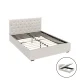 Artiss VILA Queen Size Bed Frame Gas Lift Storage Beige Linen Upholstered Tufted Headboard Wooden Slats 300kg