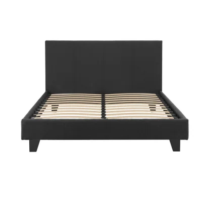 Artiss Neo Double Size Bed Frame Charcoal Faux Linen Upholstered Padded Headboard Solid Wood Slat Base 300kg