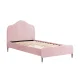 Artiss OLAN King Single Bed Frame, Velvet Upholstered, Pink, Solid Wood Slats, Plush Headboard, 180KG Capacity