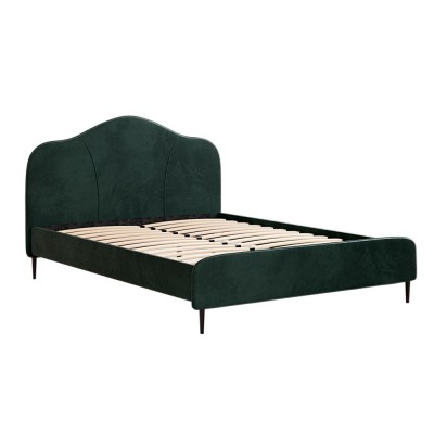 Artiss OLAN Queen Bed Frame, Velvet Upholstered, Dark Green, Solid Wood, Metal Legs, Plush Headboard, 300KG Capacity Artiss OLAN Queen Bed Frame, Velvet Upholstered, Dark Green, Solid Wood, Metal Legs, Plush Headboard, 300KG Capacity