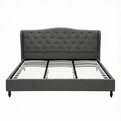 Artiss King Bed Frame: Grey Linen Upholstered with Wingback Headboard, Sturdy Steel Frame, Fits Standard King Mattress Artiss King Bed Frame: Grey Linen Upholstered with Wingback Headboard, Sturdy Steel Frame, Fits Standard King Mattress