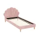 Artiss ROSY King Single Bed Frame - Pink Velvet Scallop Bedhead, Wood Frame, Easy Assembly, 1-Year Warranty