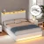 Artiss Sunset Double Bed Frame Gas Lift Storage White PVC Leather with LED Headboard, 16 Colours, 300kg Capacity