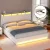 Artiss King Bed Frame Gas Lift Storage White PVC Leather with LED Headboard, 16 Colours, Wooden Slats, Sunset Series