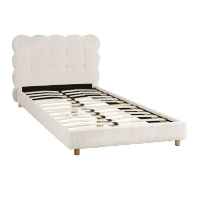 Artiss King Single Bed Frame Cloud Headboard White Bouclé Fabric, Wood and Metal Platform Base, 300KG Capacity Artiss King Single Bed Frame Cloud Headboard White Bouclé Fabric, Wood and Metal Platform Base, 300KG Capacity