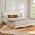 Artiss Queen Bed Frame Cloud Headboard Bouclé Fabric Upholstery, Wood and Metal Platform Base, White, 300KG