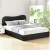 Artiss DARA Queen Size Bed Frame Boucle Upholstered, Wooden Slat Support, Padded Headboard, Black, 300KG Capacity