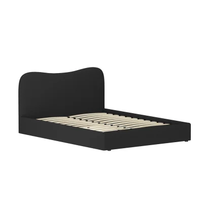 Artiss DARA Queen Size Bed Frame Boucle Upholstered, Wooden Slat Support, Padded Headboard, Black, 300KG Capacity