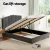 Artiss FION Queen Size Bed Frame Velvet Grey Upholstered with Gas Lift Storage, Padded Headboard, Wooden Slats