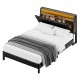 Artiss Queen Bed Frame with LED Lights, Storage Headboard, Charging Ports, PU Leather, Metal, Black, Fits Standard Queen
