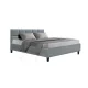 Artiss Queen Bed Frame, Faux Linen Fabric, Grey, 215x160x86.5cm, Modern Design, Durable & Easy Assembly