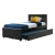 Artiss Fripp King Single Size Trundle Daybed - Black PVC Leather, Space-Saving Design with Foam-Padded Headboard
