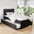 Artiss Fripp King Single Size Trundle Daybed - Black PVC Leather, Space-Saving Design with Foam-Padded Headboard