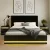 Artiss Queen Bed Frame Set with 16-Colour RGB LED, Gas-Lift Storage, PVC Leather, Includes 2 High-Gloss Bedside Tables