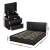 Artiss Queen Bed Frame Set with 16-Colour RGB LED, Gas-Lift Storage, PVC Leather, Includes 2 High-Gloss Bedside Tables