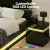 Artiss Queen Bed Frame Set with 16-Colour RGB LED, Gas-Lift Storage, PVC Leather, Includes 2 High-Gloss Bedside Tables