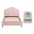 Artiss King Single Velvet Storage Bed Frame with Plush Headboard & White Bedside Table, Pink, 180kg Capacity