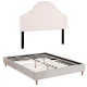 Artiss Queen Bed Frame with Scalloped Velvet Headboard, Faux Linen Upholstery, Storage, Wood Base, Beige, 300kg Capacity