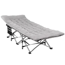 Artiss Heavy Duty Folding Bed with Removable Mattress, Metal Frame, 185CM, Grey - Portable & Compact Sleeping Solution