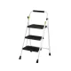 Giantz 3 Step Ladder - Lightweight Folding Steel, Non-Slip, Easy Grip, 150kg Capacity, Space-Saving Design, Black/White