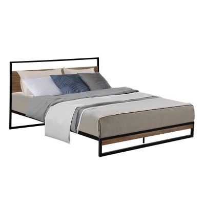 Artiss Dane Double Size Bed Frame - Industrial Design with Metal & Wood, Black Finish, Strong Support, 300kg Capacity Artiss Dane Double Size Bed Frame - Industrial Design with Metal & Wood, Black Finish, Strong Support, 300kg Capacity