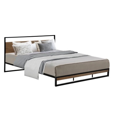 Artiss Dane King Size Bed Frame - Metal & Wood, Industrial Design, Black Powder-Coated Steel, Fits 183x203cm Mattress Artiss Dane King Size Bed Frame - Metal & Wood, Industrial Design, Black Powder-Coated Steel, Fits 183x203cm Mattress