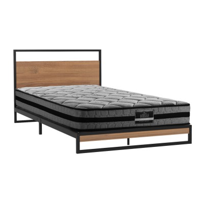 Artiss Dane King Single Metal Bed Frame with Mattress, Industrial Steel and Wood Platform, 5-Zone Pocket Spring Artiss Dane King Single Metal Bed Frame with Mattress, Industrial Steel and Wood Platform, 5-Zone Pocket Spring