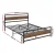 Artiss DREW Double Size Bed Frame Black Metal Base with MDF Headboard, Heavy Duty Mattress Platform, Storage Space