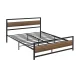 Artiss DREW Double Size Bed Frame Black Metal Base with MDF Headboard, Heavy Duty Mattress Platform, Storage Space