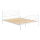 Artiss GROA Queen Size Bed Frame Metal Provincial Style, Powder-Coated Steel, Wooden Slats, Storage Space, White