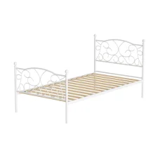 Artiss Bed Frame, Metal, Single Size, White, 192x94x93cm, Provincial Style, Rust-Resistant, Storage Space