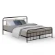 Artiss Leo Queen Bed Frame - Black Powder-Coated Steel, Country-Style Design, Strong Support, Ample Underbed Storage