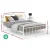 Artiss Leo Queen Bed Frame - White Powder-Coated Steel, Country-Style Design, Strong Support, Ample Under-Bed Storage