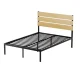 Artiss PAULA Bed Frame Double Size - Black Metal, MDF Headboard, Rust-Resistant, 300kg Capacity, Easy Assembly, Storage Space