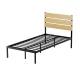 Artiss PAULA King Single Bed Frame - Rustic Metal Base with MDF Headboard, Reinforced Slats, 150KG Capacity, Black