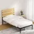 Artiss PAULA King Single Bed Frame - Rustic Metal Base with MDF Headboard, Reinforced Slats, 150KG Capacity, Black