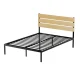 Artiss PAULA Queen Size Bed Frame - Rustic Black Metal Base with MDF Headboard, Powder-Coated, 300kg Capacity