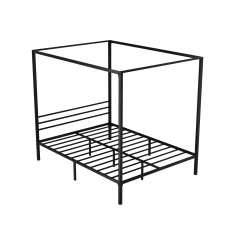 Artiss Queen Size Bed Frame, Metal, Black, 212x159x183cm, Four-Poster Canopy, Modern Design, Durable & Stylish
