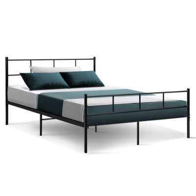 Artiss SOL Double Metal Bed Frame, Black, Powder-Coated Steel, Sturdy Support, Underbed Storage, 198x142x88cm