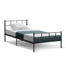 Artiss Sol Single Bed Frame, Black Metal, Sleek Design, Powder-Coated Steel, Ample Under-Bed Storage